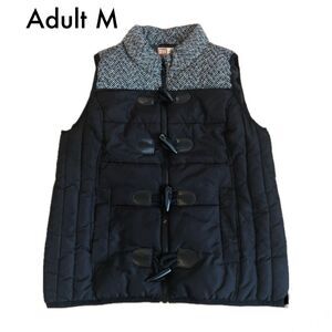 Ruff Hewn  womens size M Puffer Vest Toggle Button Zip Herringbone